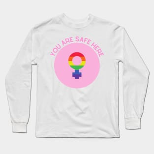 You Are Safe Here Pink Long Sleeve T-Shirt